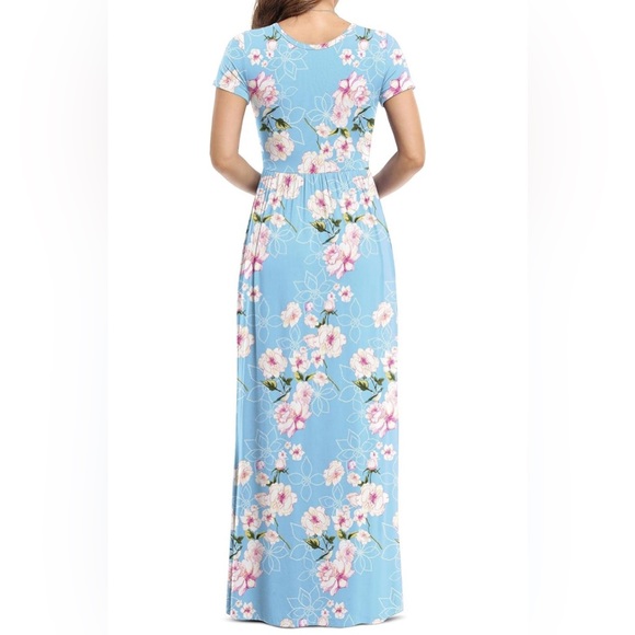 NWT Longyuan Women's Short Sleeve Maxi Dress Long Dresses with Pockets XXL - Picture 3 of 5